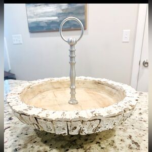 FARMHOUSE/BOHO GENUINE WOOD TRAY SERVING PLATTER APPETIZER/ GREAT 4 PARTIES